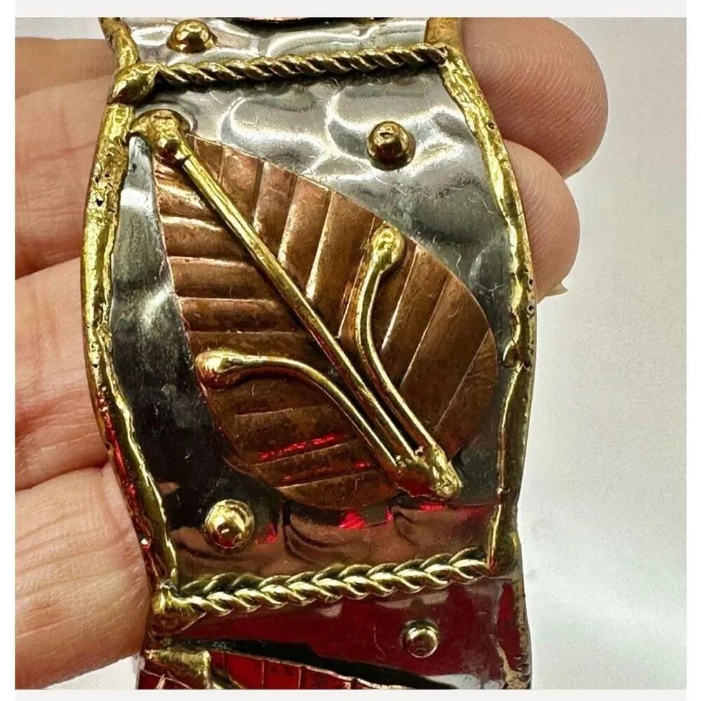 Copper and brass cuff bracelet